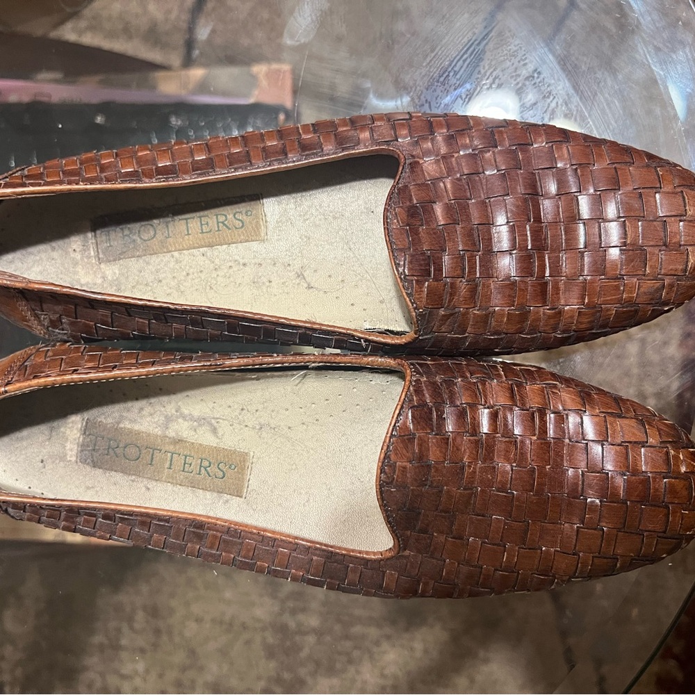 Trotters Cognac Woven Leather Flats